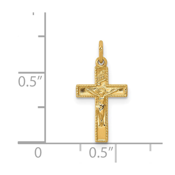 14KT Yellow Gold 19X10MM Crucifix Cross Pendant. Chain Not Included