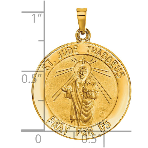 14KT Yellow Gold 31X22MM Medal Saint Jude Pendant. Chain Not Included