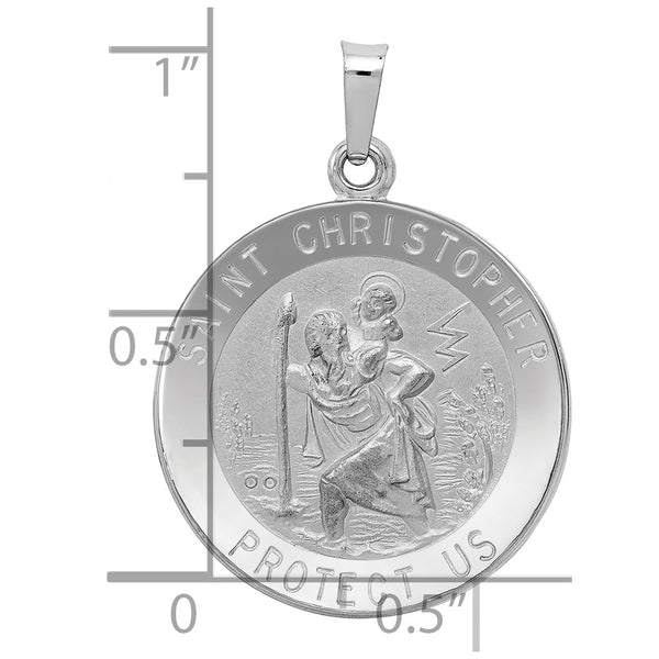 14KT White Gold 28X21MM Medal Saint Christopher Pendant. Chain Not Included