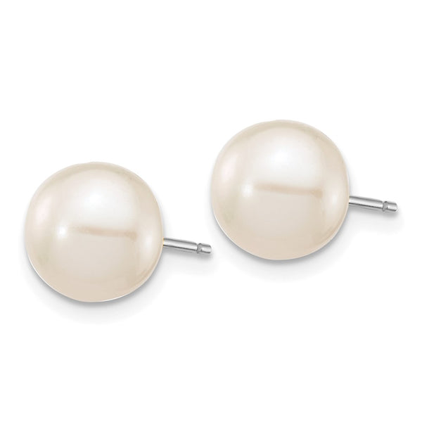 8MM Round Pearl Stud Earrings in 14KT White Gold