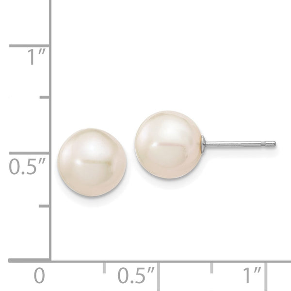 8MM Round Pearl Stud Earrings in 14KT White Gold