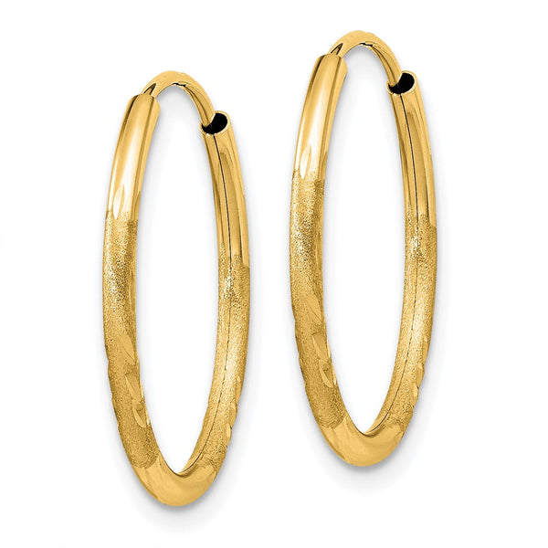 14KT Yellow Gold 17X1.5MM Diamond-cut Hoop Earrings