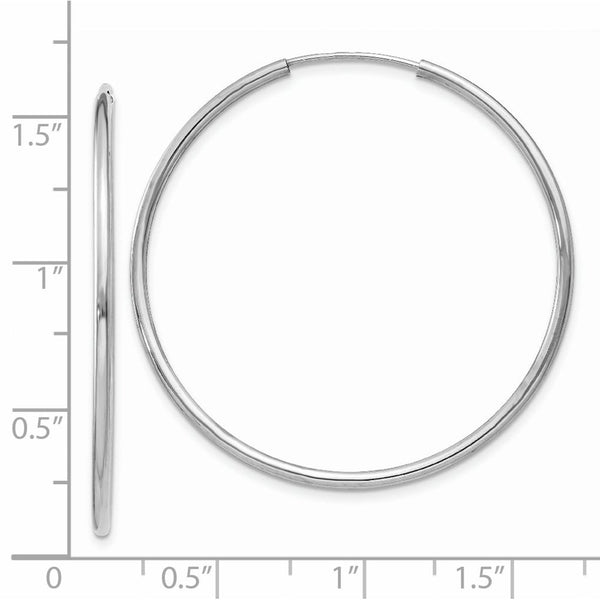 14KT White Gold 37X1.5MM Endless Hoop Earrings