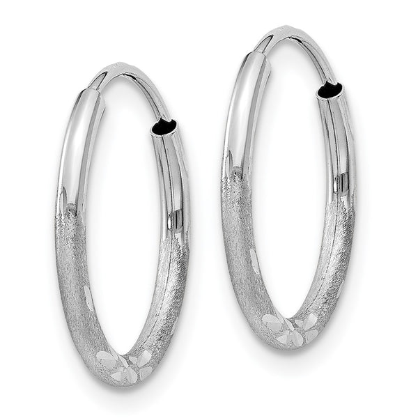 14KT White Gold 14X1.5MM Diamond-cut Endless Hoop Earrings