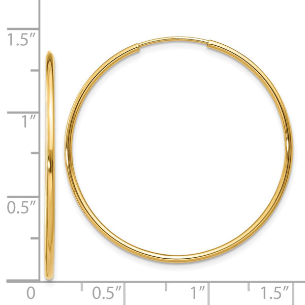 14KT Yellow Gold 30X1.25MM Hoop Earrings