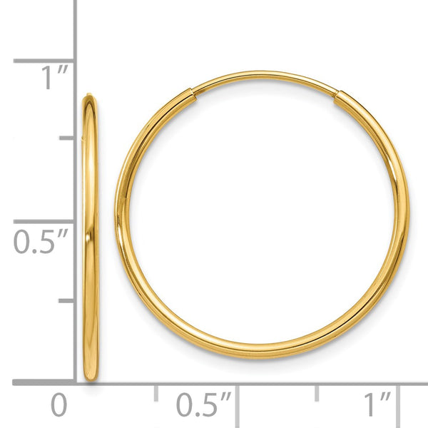 14KT Yellow Gold 25X1.25MM Hoop Earrings