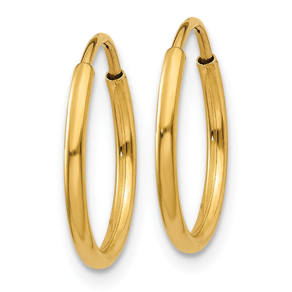 14KT Yellow Gold 14X1.25MM Hoop Earrings