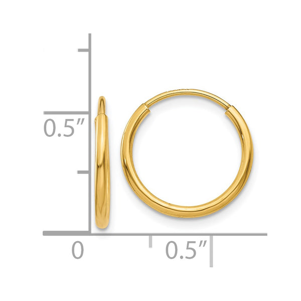 14KT Yellow Gold 14X1.25MM Hoop Earrings