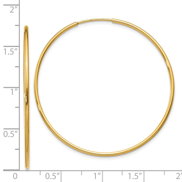 14KT Yellow Gold 41X1.25MM Hoop Earrings