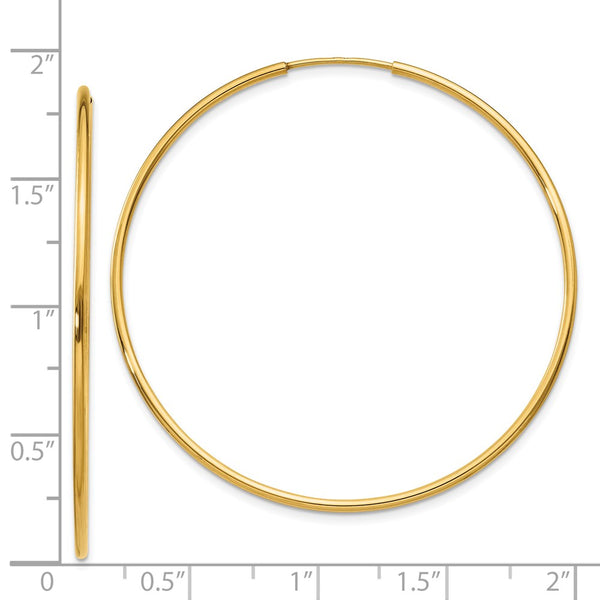 14KT Yellow Gold 45X1.25MM Endless Hoop Earrings