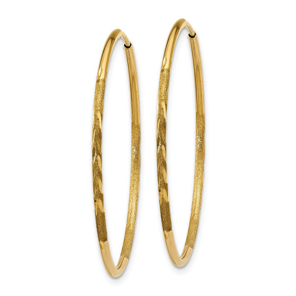 14KT Yellow Gold 30X1.25MM Diamond-cut Hoop Earrings