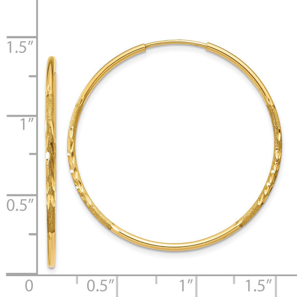 14KT Yellow Gold 30X1.25MM Diamond-cut Hoop Earrings