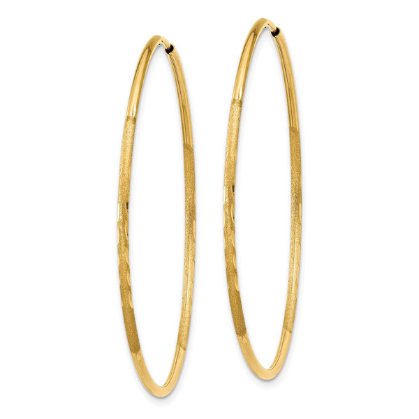 14KT Yellow Gold 41X1.25MM Diamond-cut Hoop Earrings