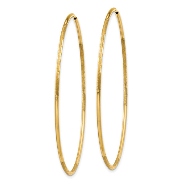 14KT Yellow Gold 51X1.25MM Diamond-cut Endless Hoop Earrings