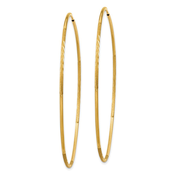 14KT Yellow Gold 58X1.25MM Diamond-cut Hoop Earrings