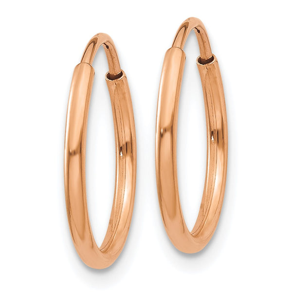 14KT Rose Gold 13X1.2MM Hoop Earrings