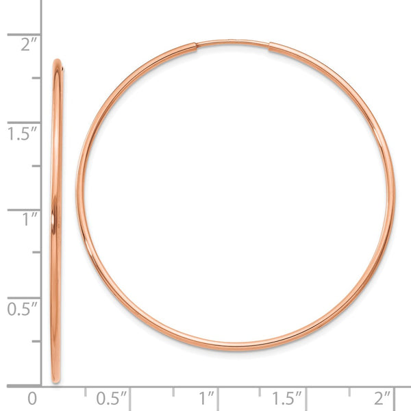 14KT Rose Gold 45X1.2MM Endless Hoop Earrings