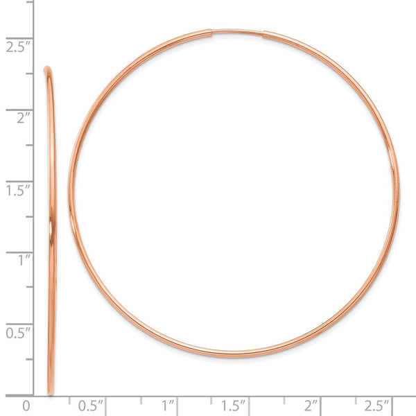 14KT Rose Gold 58X1.2MM Endless Hoop Earrings