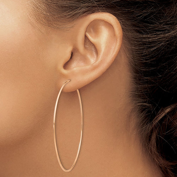 14KT Rose Gold 59X1.2MM Endless Hoop Earrings