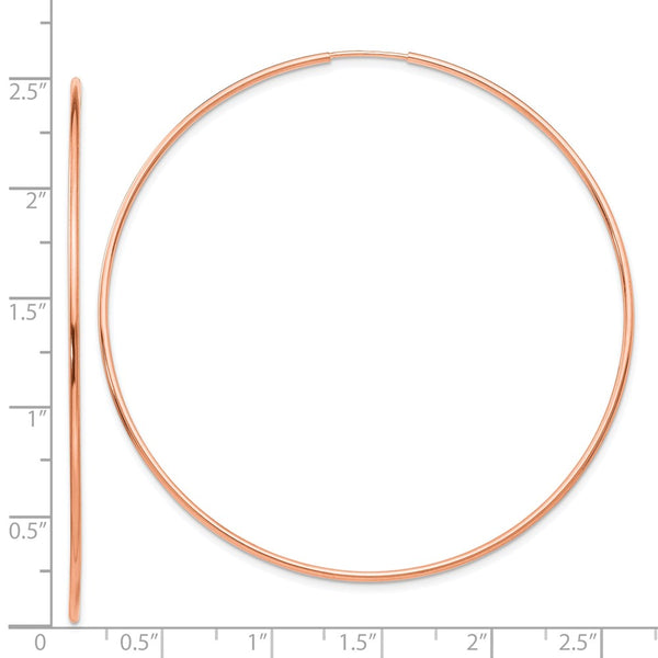 14KT Rose Gold 60X1.2MM Endless Hoop Earrings