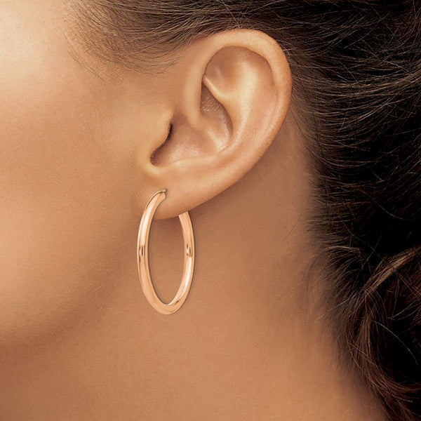 14KT Rose Gold 34X2.85MM Endless Hoop Earrings