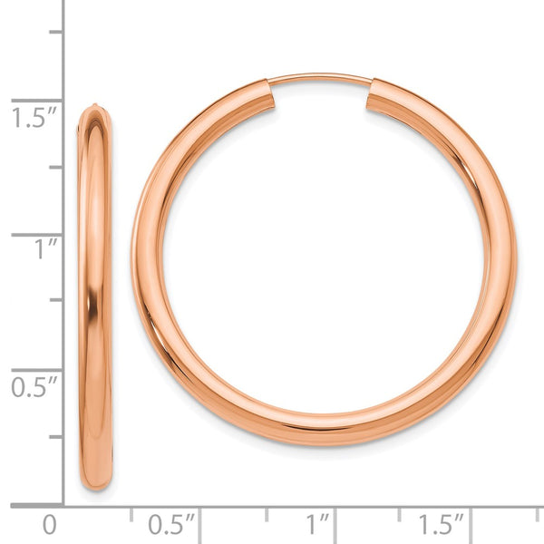 14KT Rose Gold 34X2.85MM Endless Hoop Earrings