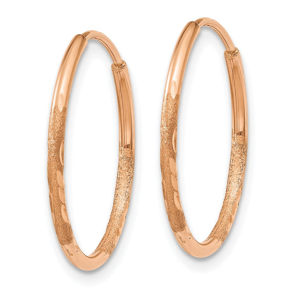 14KT Rose Gold 18.75X1.25MM Diamond-cut Hoop Earrings