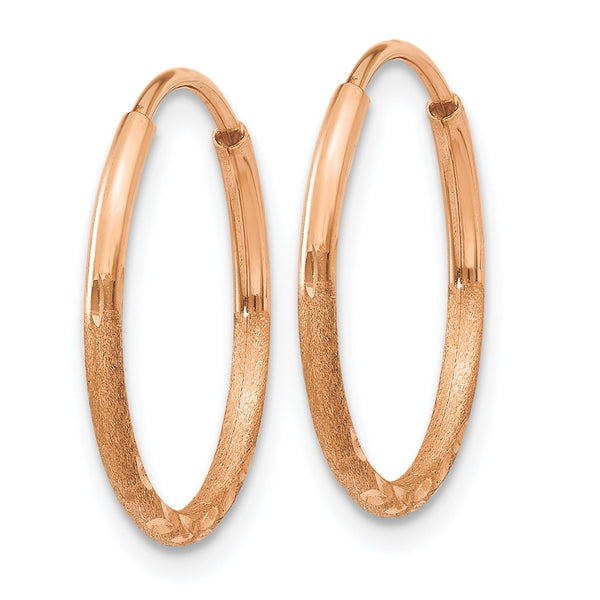 14KT Rose Gold 15.5X1.25MM Diamond-cut Hoop Earrings