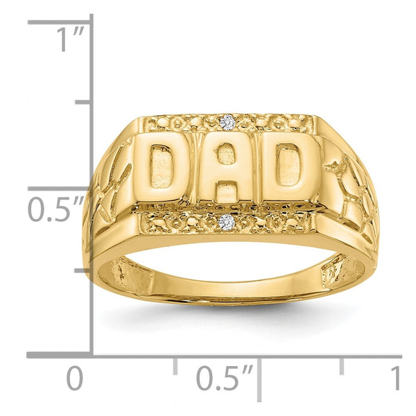 14KT Yellow Gold Diamond Accent Dad Ring; Size 9