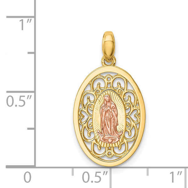 14KT Yellow and Rose Gold Guadalupe Pendant. Chain Not Included