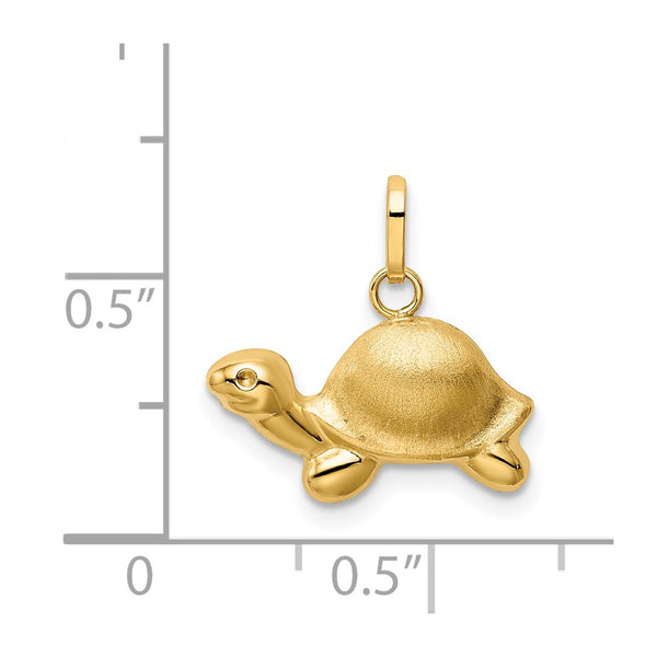 14KT Yellow Gold Childrens Turtle Pendant. Chain Not Included