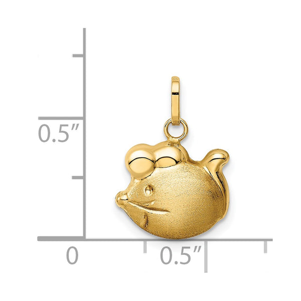 14KT Yellow Gold Childrens Mouse Pendant. Chain Not Included