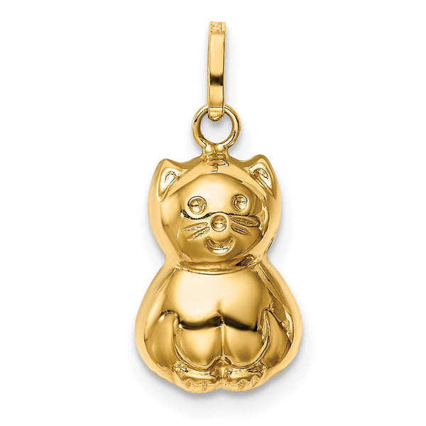 14KT Yellow Gold Cat Charm. Chain not Included