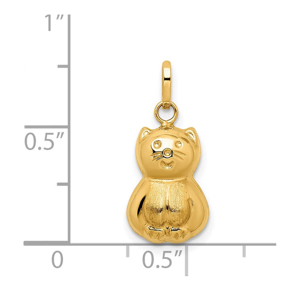 14KT Yellow Gold Cat Charm. Chain not Included