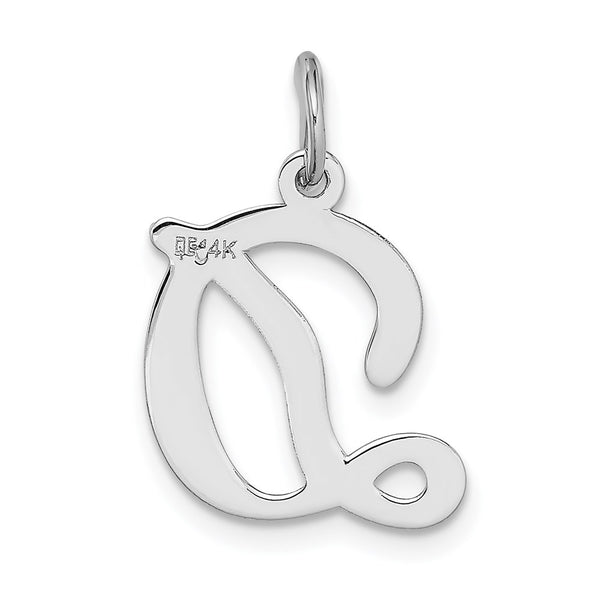 14KT White Gold 20X14MM Initial Pendant; Initial D. Chain not Included