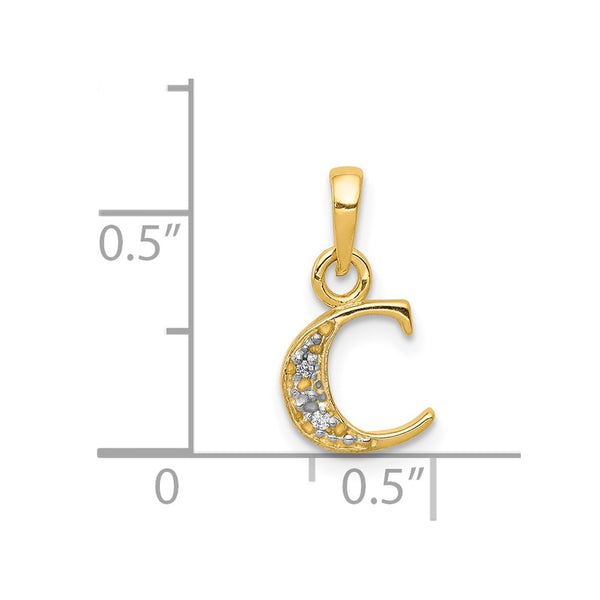 14KT White and Yellow Gold 1/100 CTW 15X8MM Initial Pendant; Initial C. Chain not Included