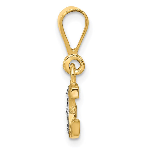 14KT Yellow Gold With Rhodium Plating 1/100 CTW 15X8MM Initial Pendant; Initial G. Chain not Included