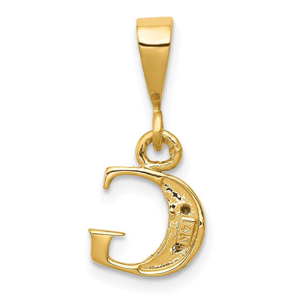 14KT Yellow Gold With Rhodium Plating 1/100 CTW 15X8MM Initial Pendant; Initial G. Chain not Included