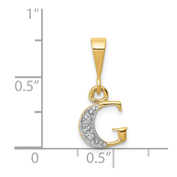 14KT Yellow Gold With Rhodium Plating 1/100 CTW 15X8MM Initial Pendant; Initial G. Chain not Included