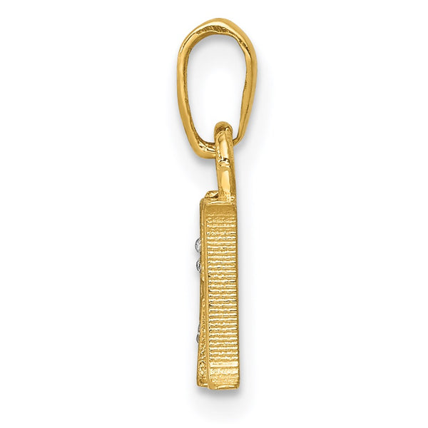 14KT Yellow Gold With Rhodium Plating 1/100 CTW 15X8MM Initial Pendant; Initial H. Chain not Included