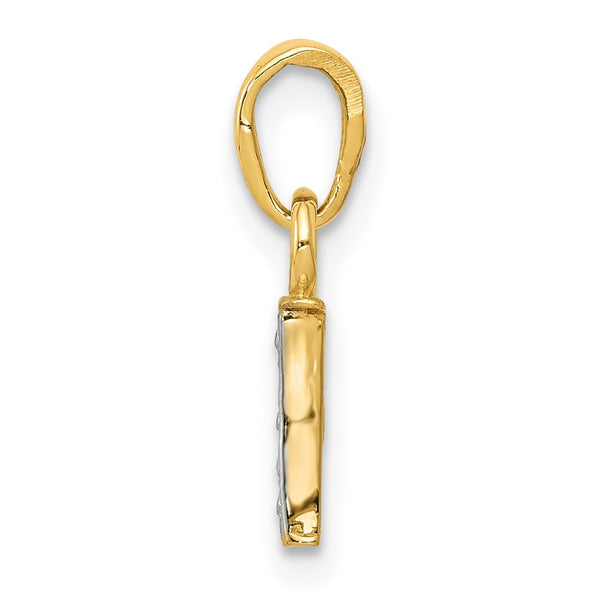 14KT Yellow Gold With Rhodium Plating 1/100 CTW 15X8MM Initial Pendant; Initial I. Chain not Included