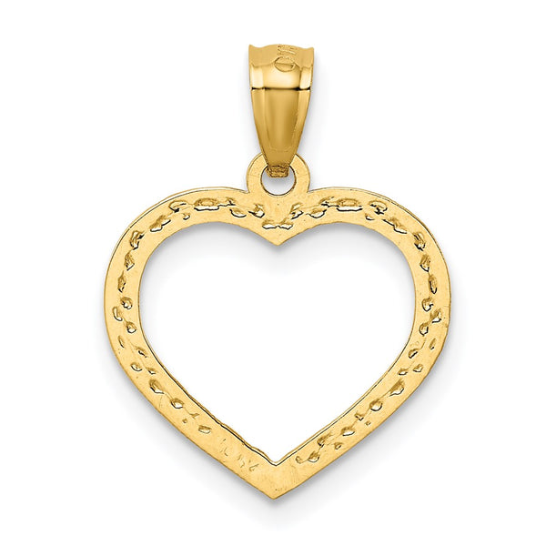 14KT Yellow Gold 21X15MM Diamond-cut Heart Pendant-Chain Not Included