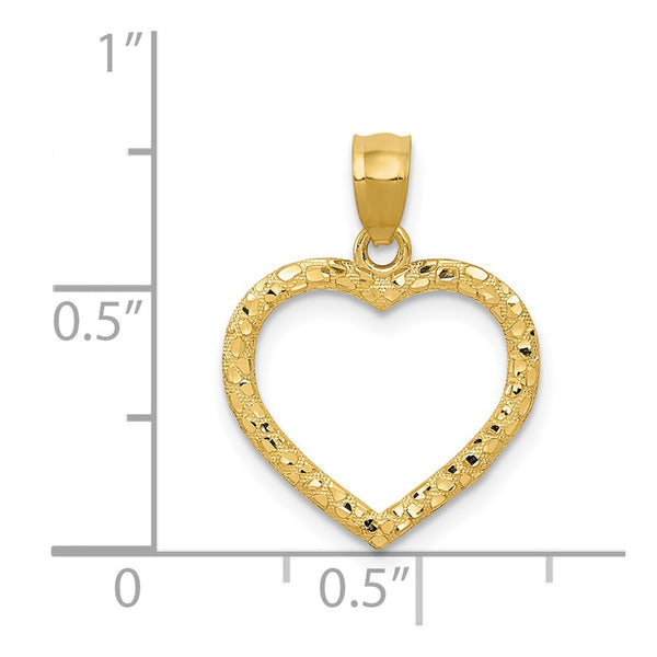 14KT Yellow Gold 21X15MM Diamond-cut Heart Pendant-Chain Not Included