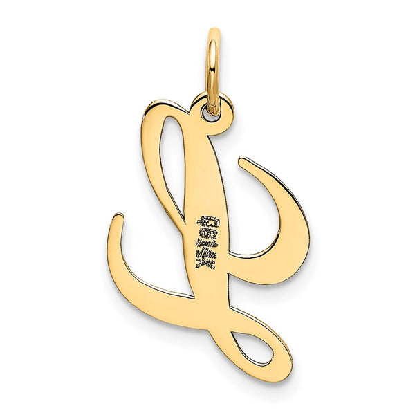 14K Small Fancy Script Initial L Charm