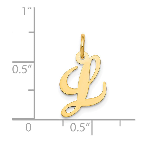 14K Small Fancy Script Initial L Charm