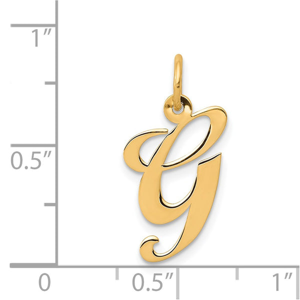 14K Medium Fancy Script Initial G Charm