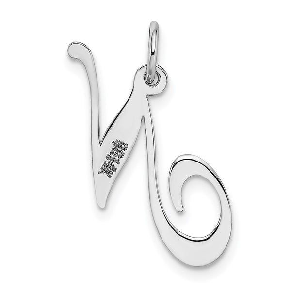 14KT White Gold Initial Pendant; Initial N. Chain not Included