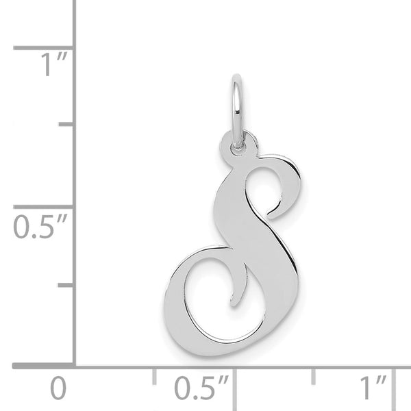 14k White Gold Medium Fancy Script Initial S Char. Chain not Included