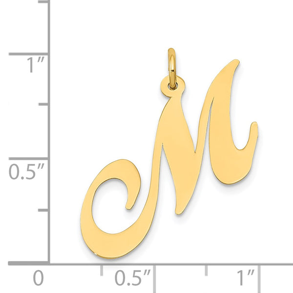 14KT Yellow Gold Initial Pendant; Initial M. Chain not Included