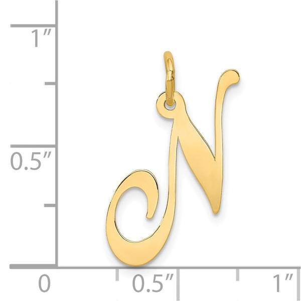 14k Large Fancy Script Initial N Charm